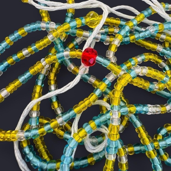Yellow Blue Adjustable Waist Beads - Picture 2 of 5